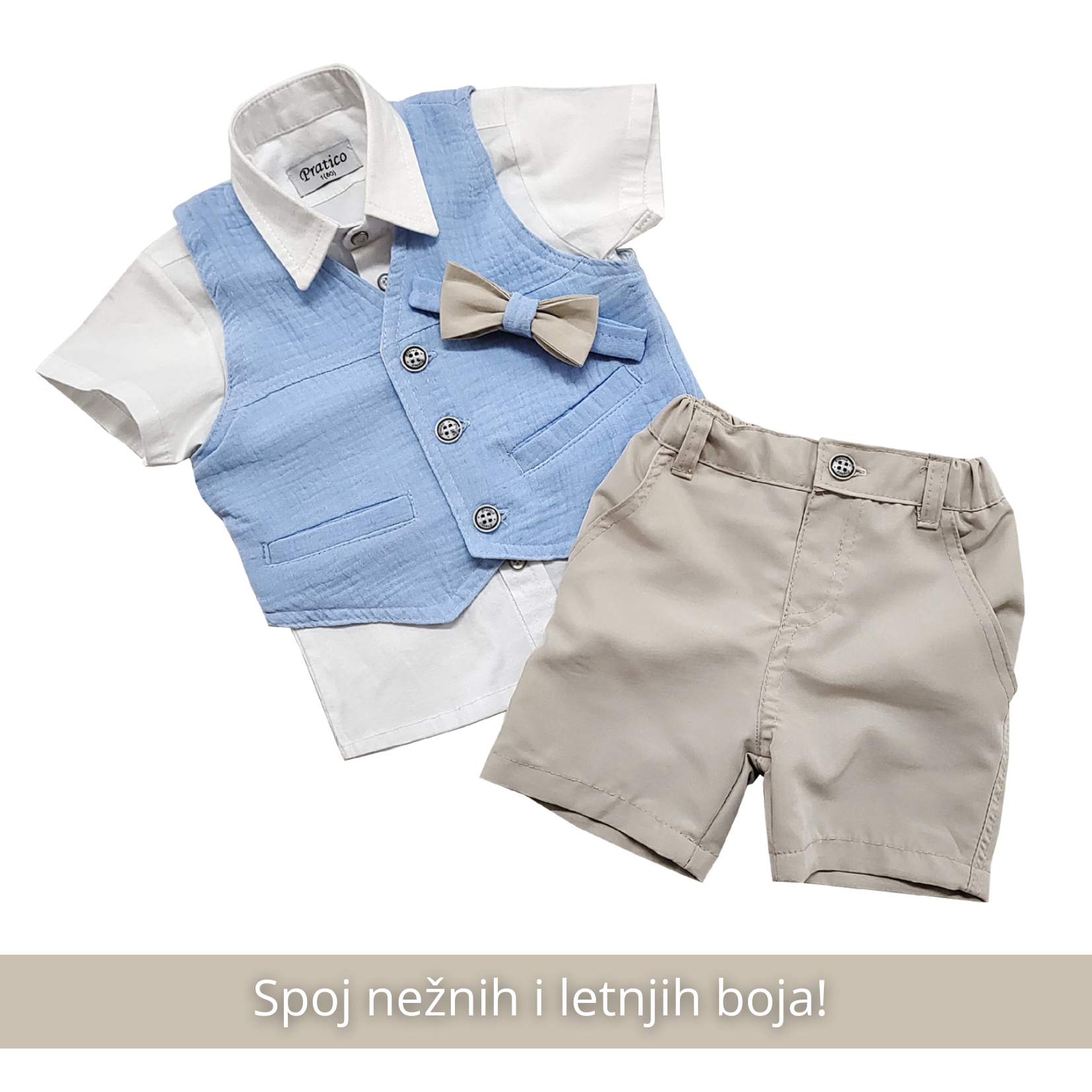 Svetlo-plavi/svetlo-bež komplet za male dečake